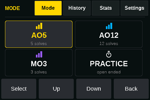 Mode selection screen