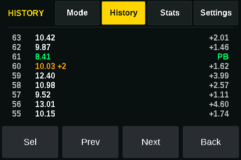 History screen